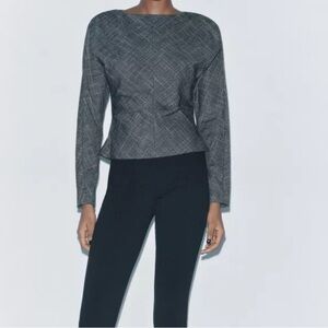 Gray Patterned Long Sleeve Top